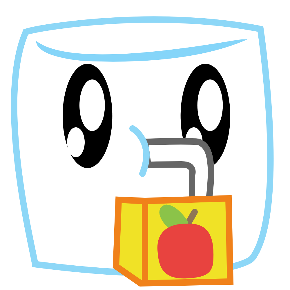 Game Gen mascot sipping juice